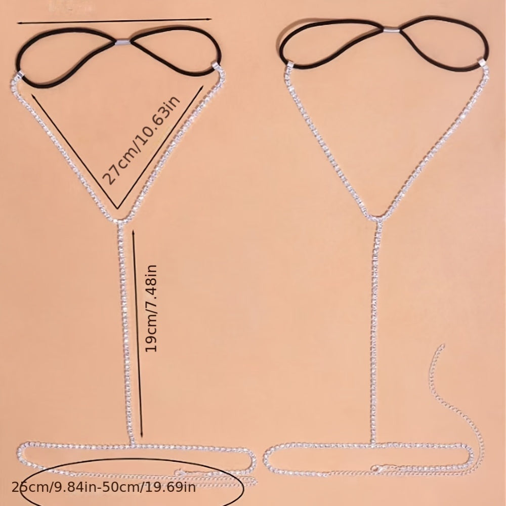 Rhinestone Leg Chains - Sparkling Body Chain with Luxurious Accents, Iron Construction, Perfect for Beach, Pool, and Party Wear, Beach Accessories|Sexy Legwear|Rhinestone Chains